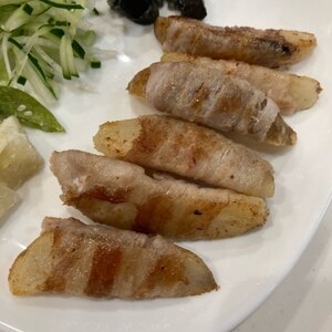 冷凍ポテトの肉巻きガーリック焼き♪